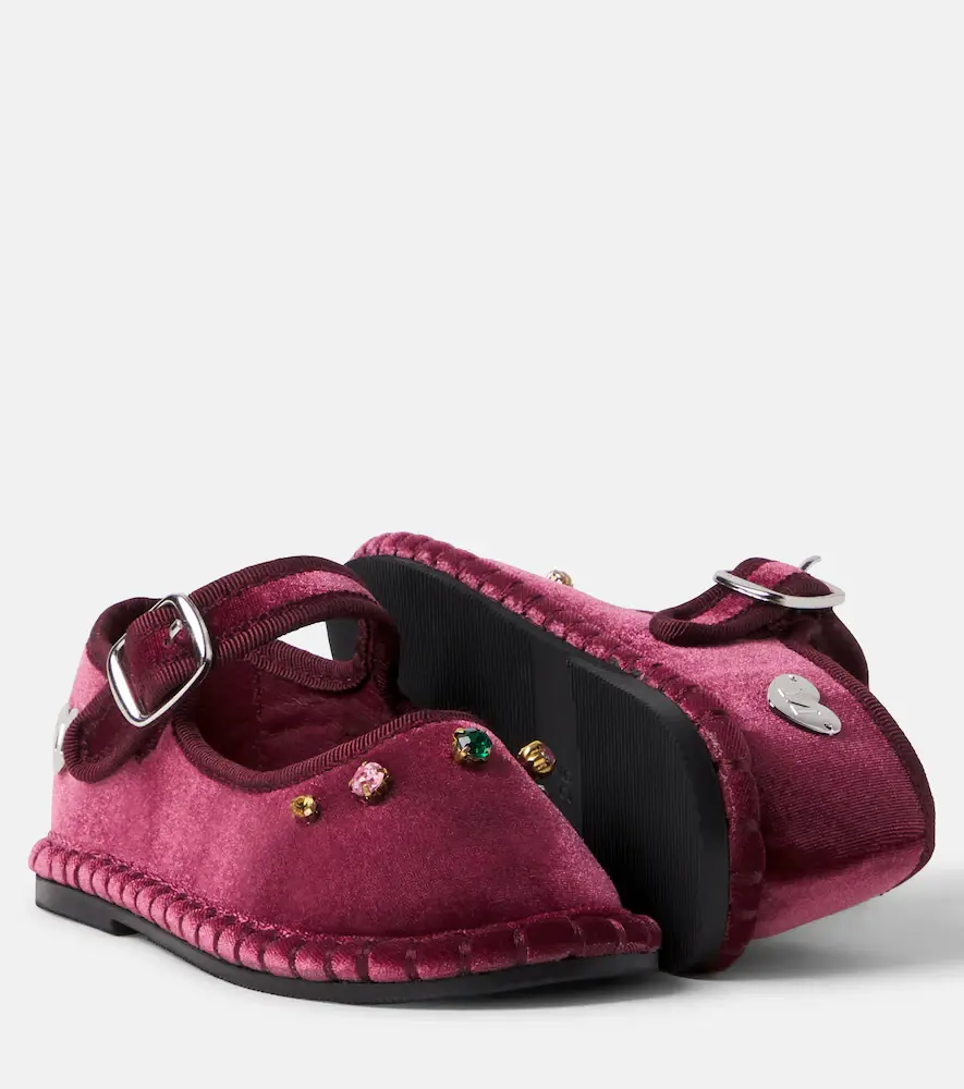MONNALISA Embellished velvet ballet flats | Thumbnail 3 MONNALISA Embellished velvet ballet flats | Thumbnail 3