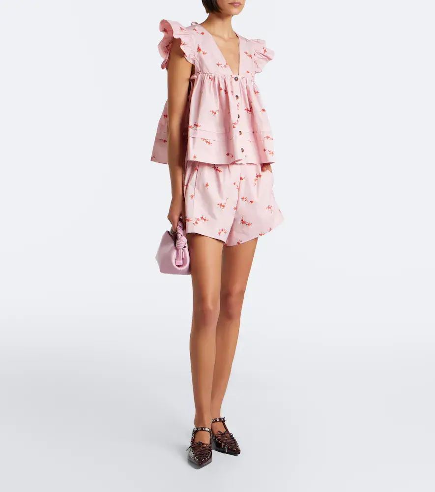 Ganni Floral cotton-blend poplin shorts | Thumbnail 2 Ganni Floral cotton-blend poplin shorts | Thumbnail 2