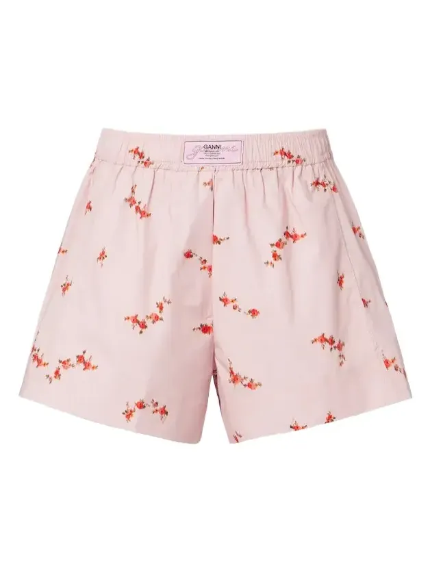 Floral cotton-blend poplin shorts