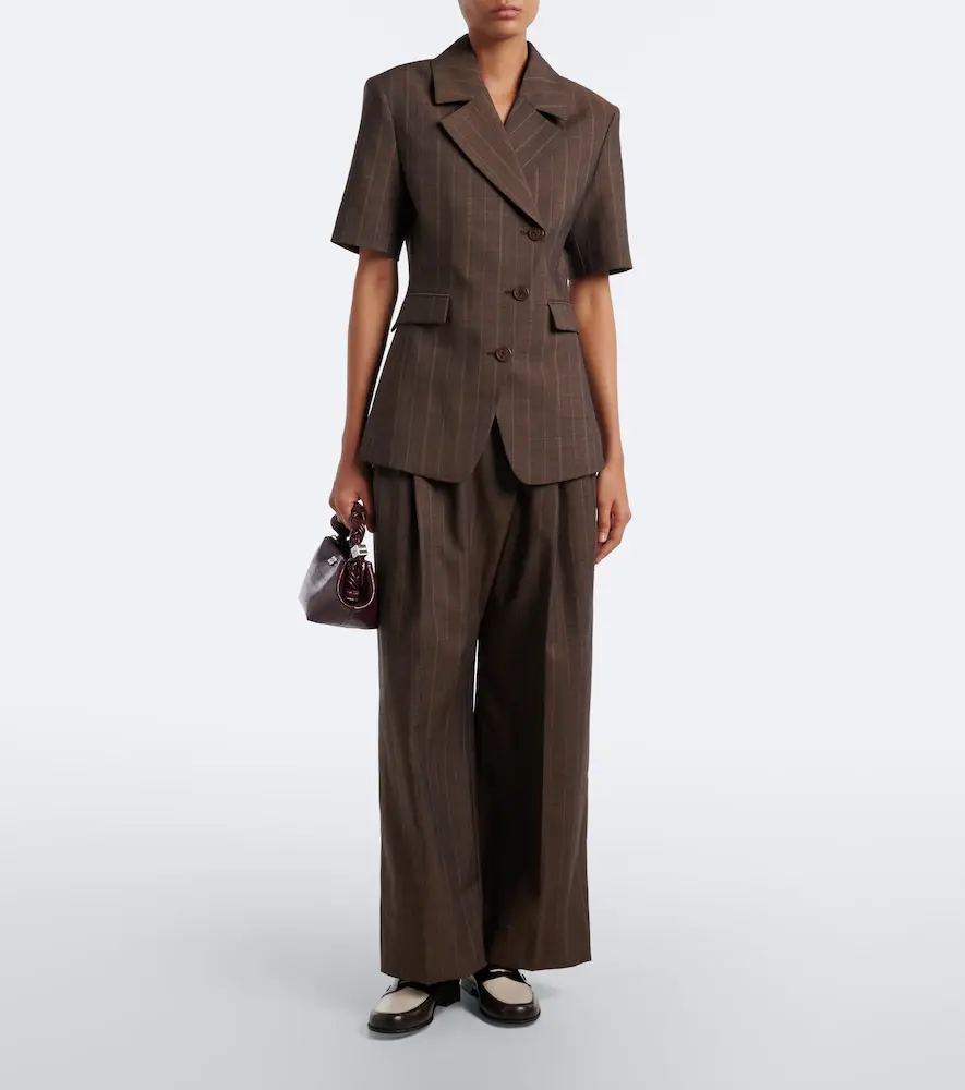 Ganni Striped pleated wool wide-leg pants | Thumbnail 6 Ganni Striped pleated wool wide-leg pants | Thumbnail 6