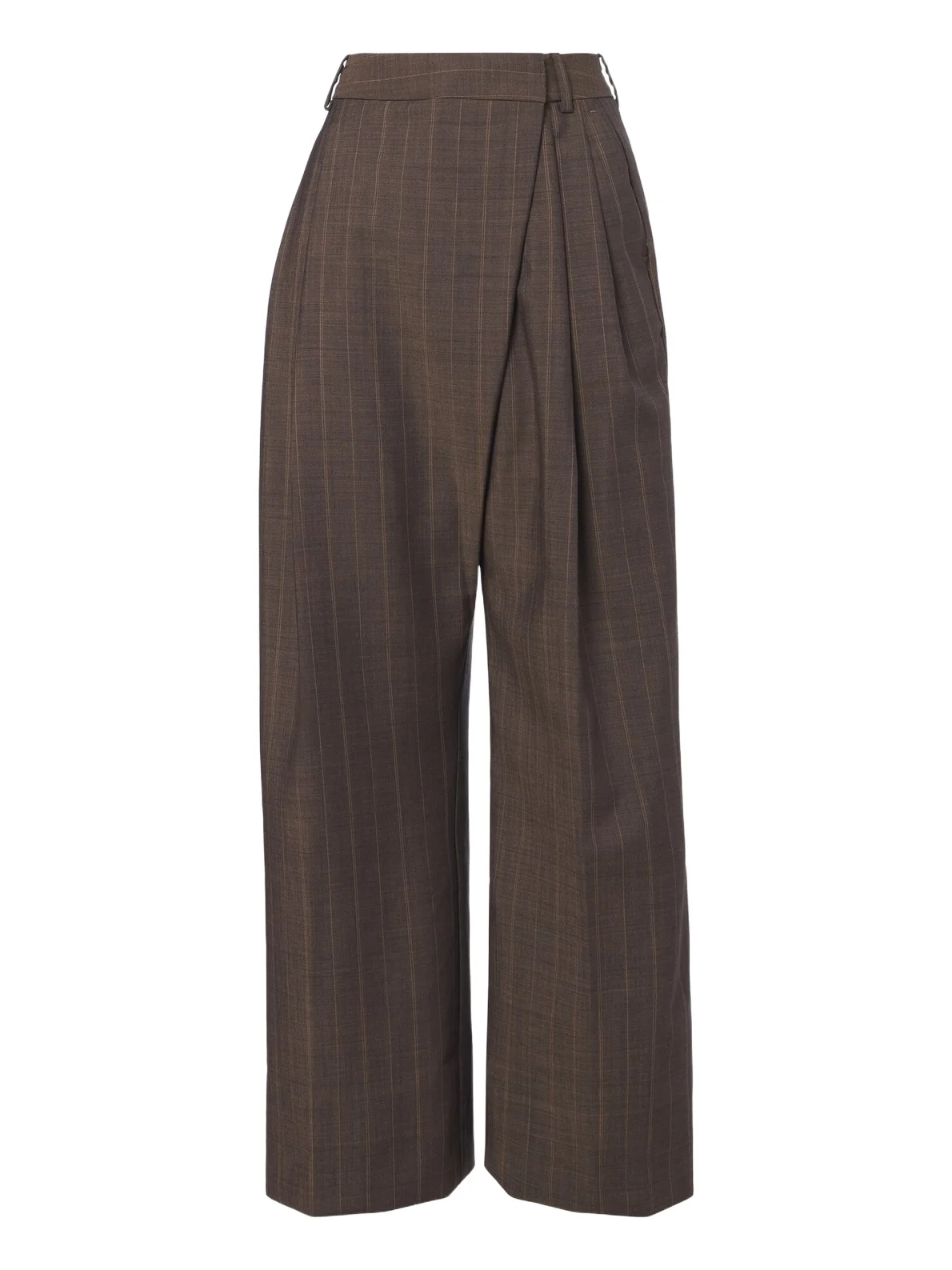 Striped pleated wool wide-leg pants