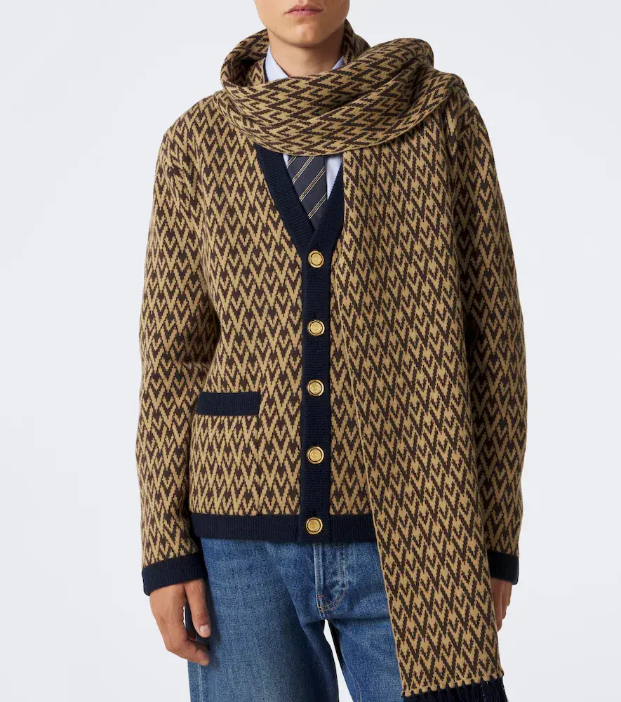 Valentino Garavani Toute La V virgin jacquard wool scarf | Thumbnail 3