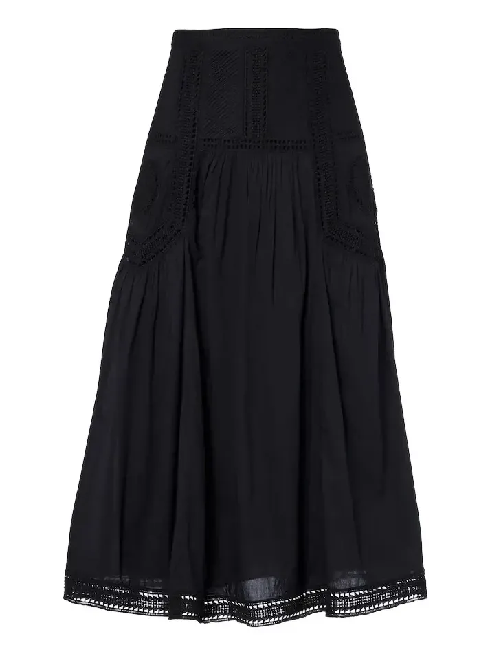 Alice embroidered tiered cotton midi skirt