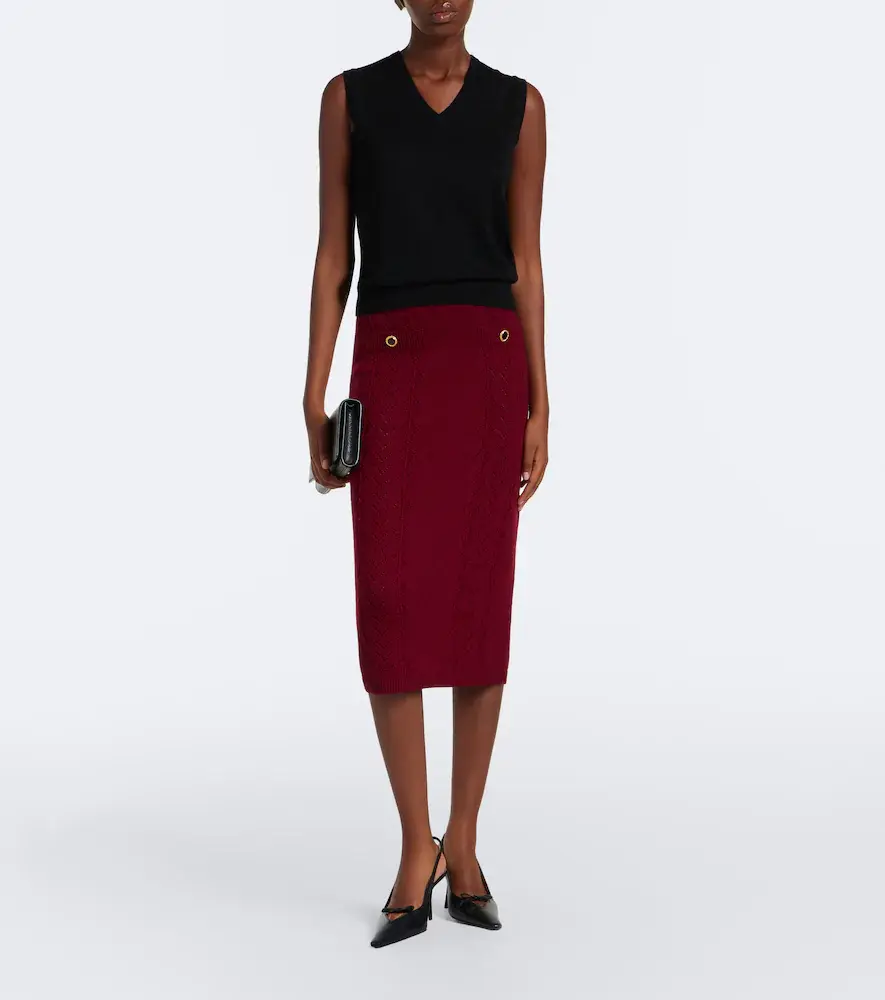 Alessandra Rich Knitted pointelle virgin wool midi skirt | Thumbnail 2 Alessandra Rich Knitted pointelle virgin wool midi skirt | Thumbnail 2