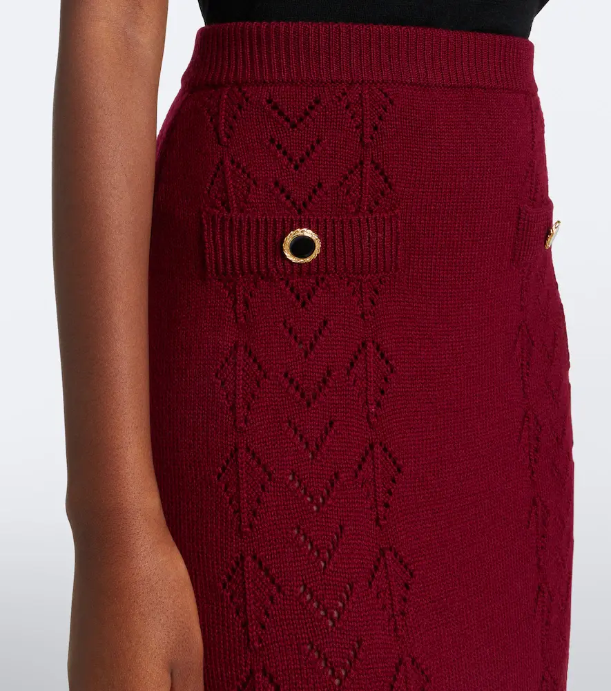 Alessandra Rich Knitted pointelle virgin wool midi skirt | Thumbnail 6 Alessandra Rich Knitted pointelle virgin wool midi skirt | Thumbnail 6