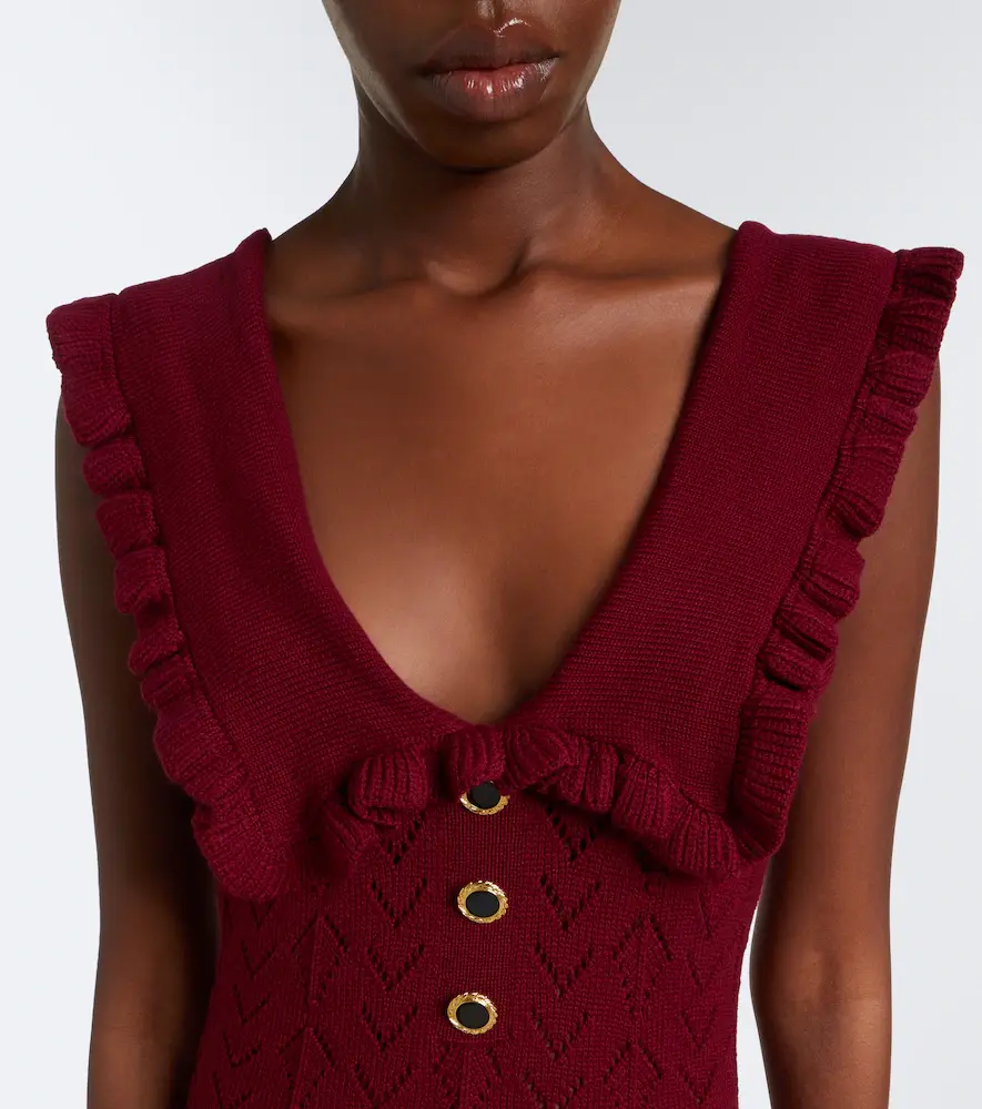 Alessandra Rich Ruffled knitted pointelle midi dress | Thumbnail 5 Alessandra Rich Ruffled knitted pointelle midi dress | Thumbnail 5