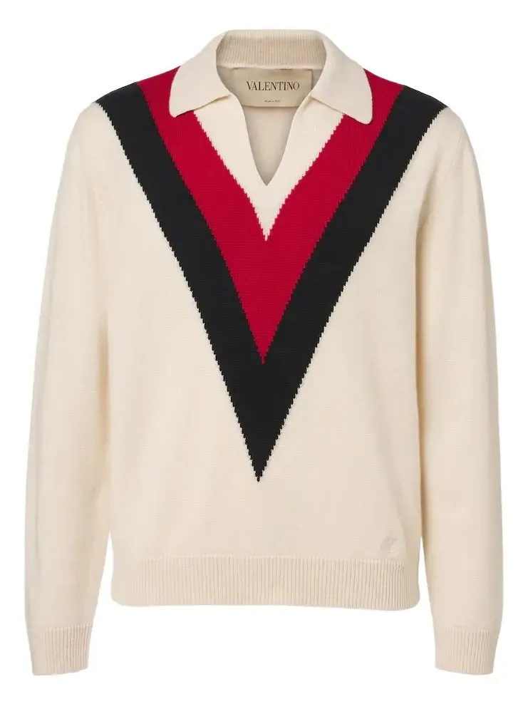 Jacquard cashmere polo sweater Jacquard cashmere polo sweater