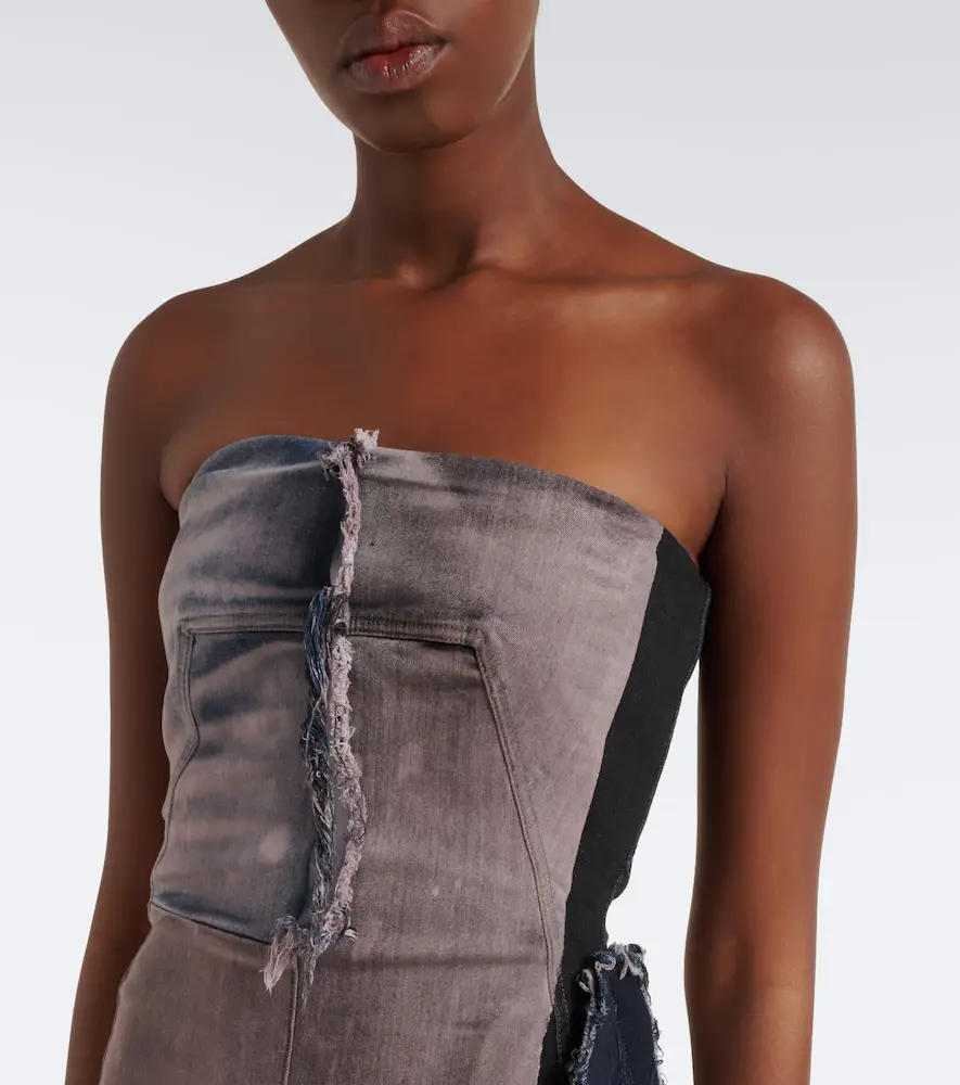 Rick Owens Distressed denim bustier gown | Thumbnail 2 Rick Owens Distressed denim bustier gown | Thumbnail 2