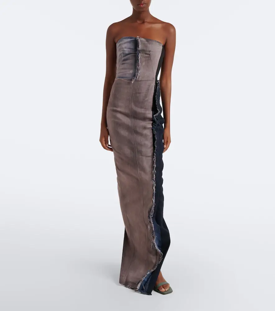 Rick Owens Distressed denim bustier gown | Thumbnail 3 Rick Owens Distressed denim bustier gown | Thumbnail 3
