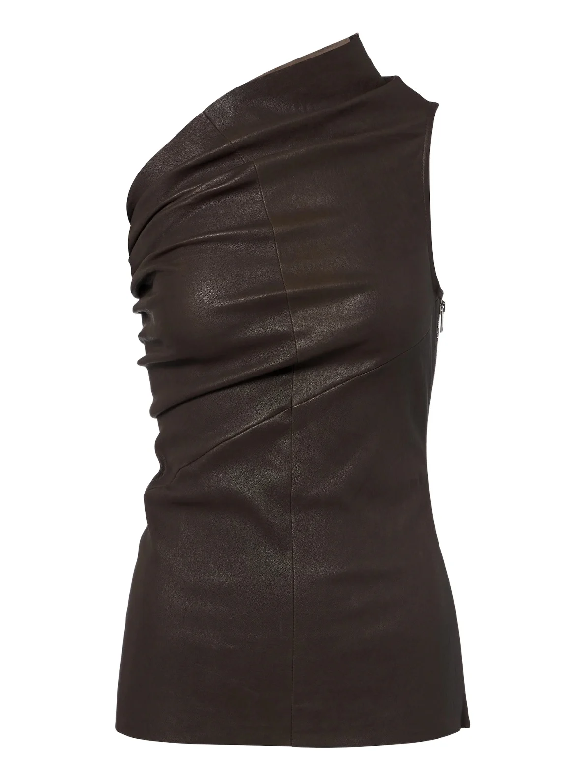Athena one-shoulder leather and cotton top Athena one-shoulder leather and cotton top