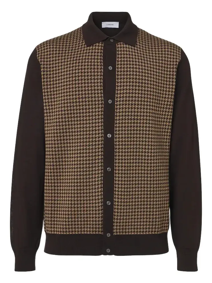 Lardini Houndstooth wool cardigan