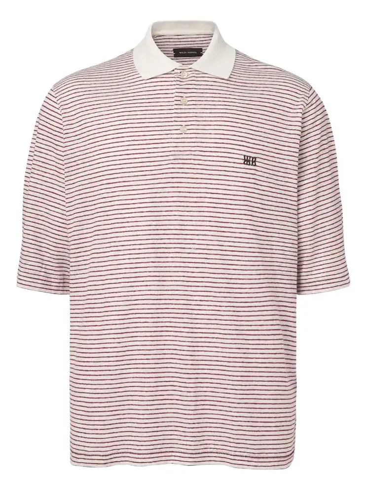 Bask striped linen and cotton polo shirt Bask striped linen and cotton polo shirt
