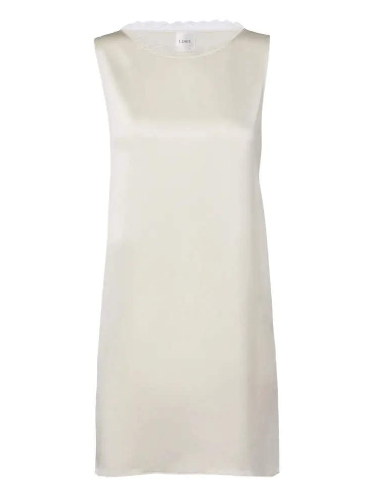 Barb lace-trimmed satin minidress