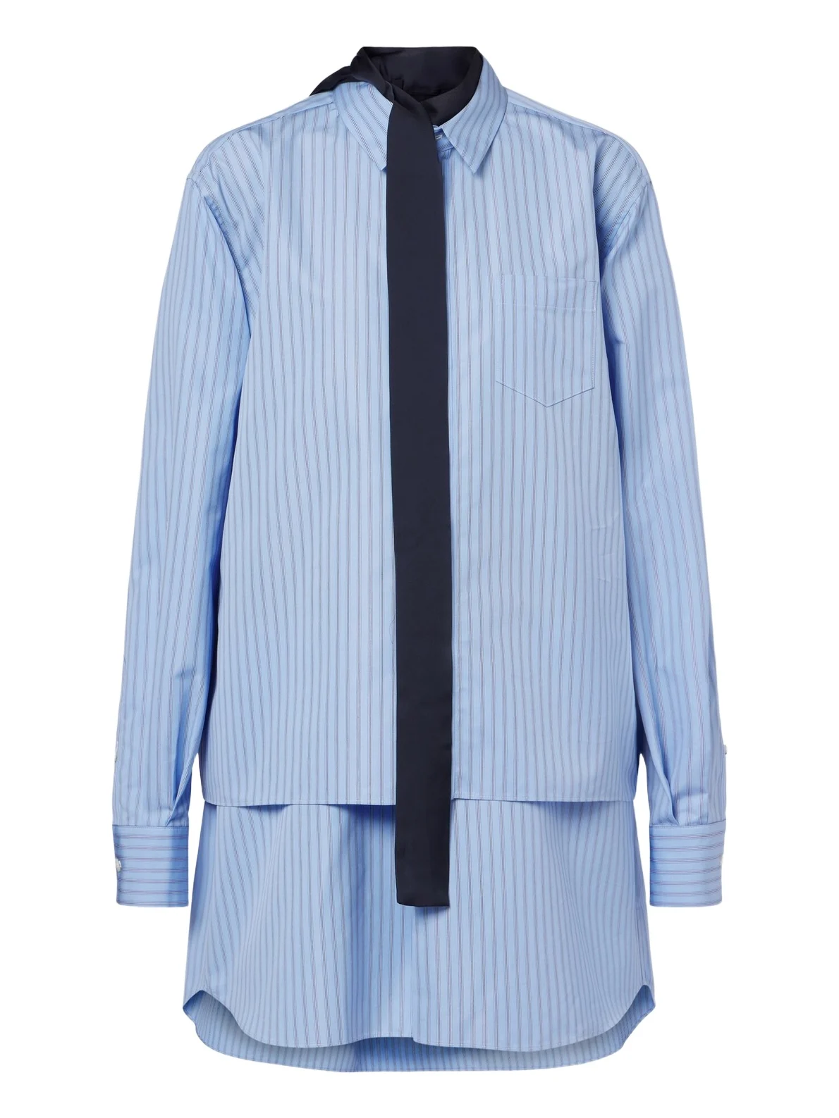 Layered striped cotton-blend poplin shirt Layered striped cotton-blend poplin shirt