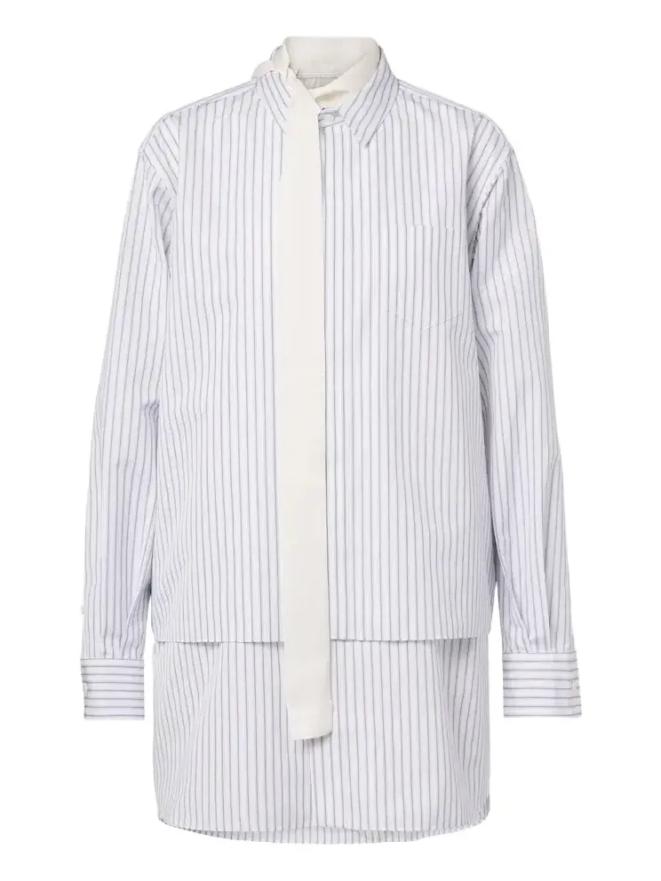 Layered striped cotton-blend poplin shirt