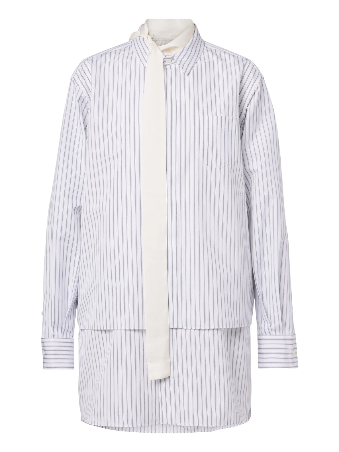 Layered striped cotton-blend poplin shirt Layered striped cotton-blend poplin shirt