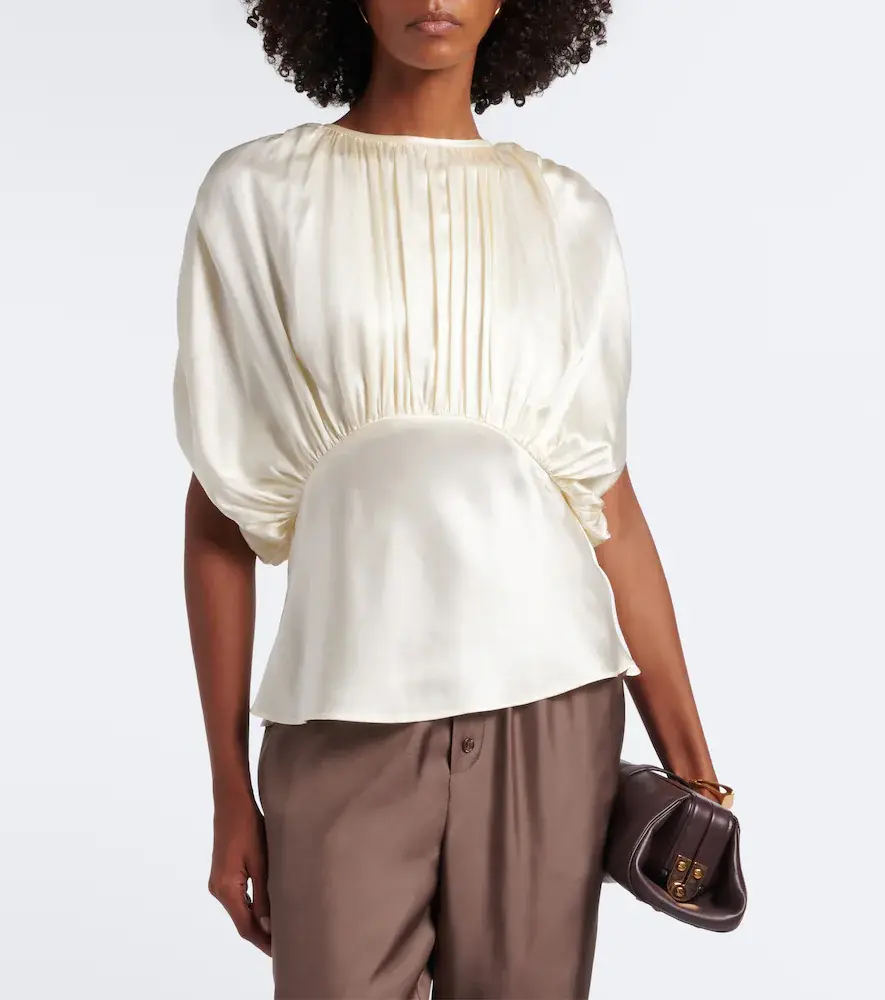 Tove Peta draped peplum silk satin top | Thumbnail 4
