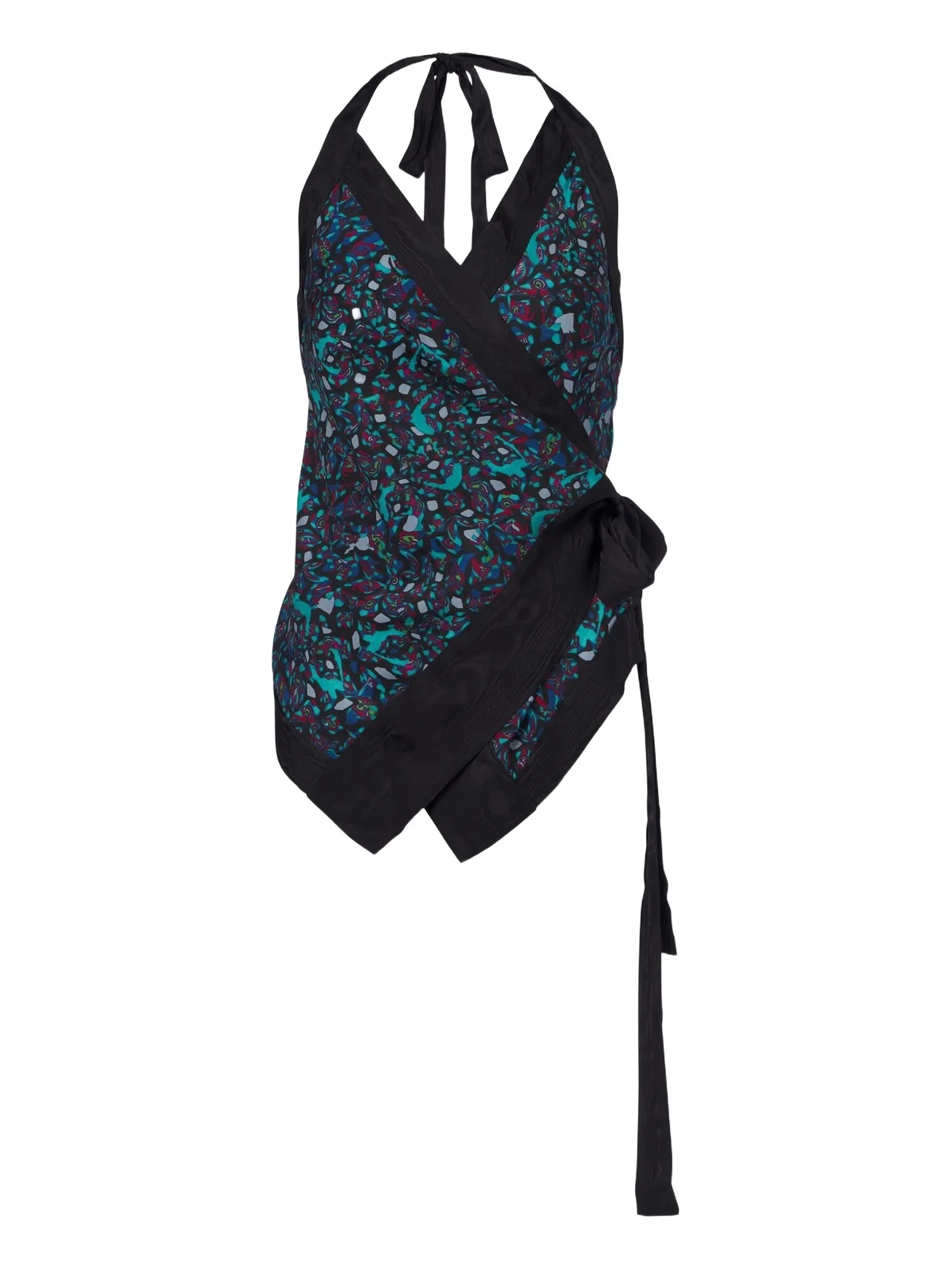 Printed moiré wrap top Printed moiré wrap top