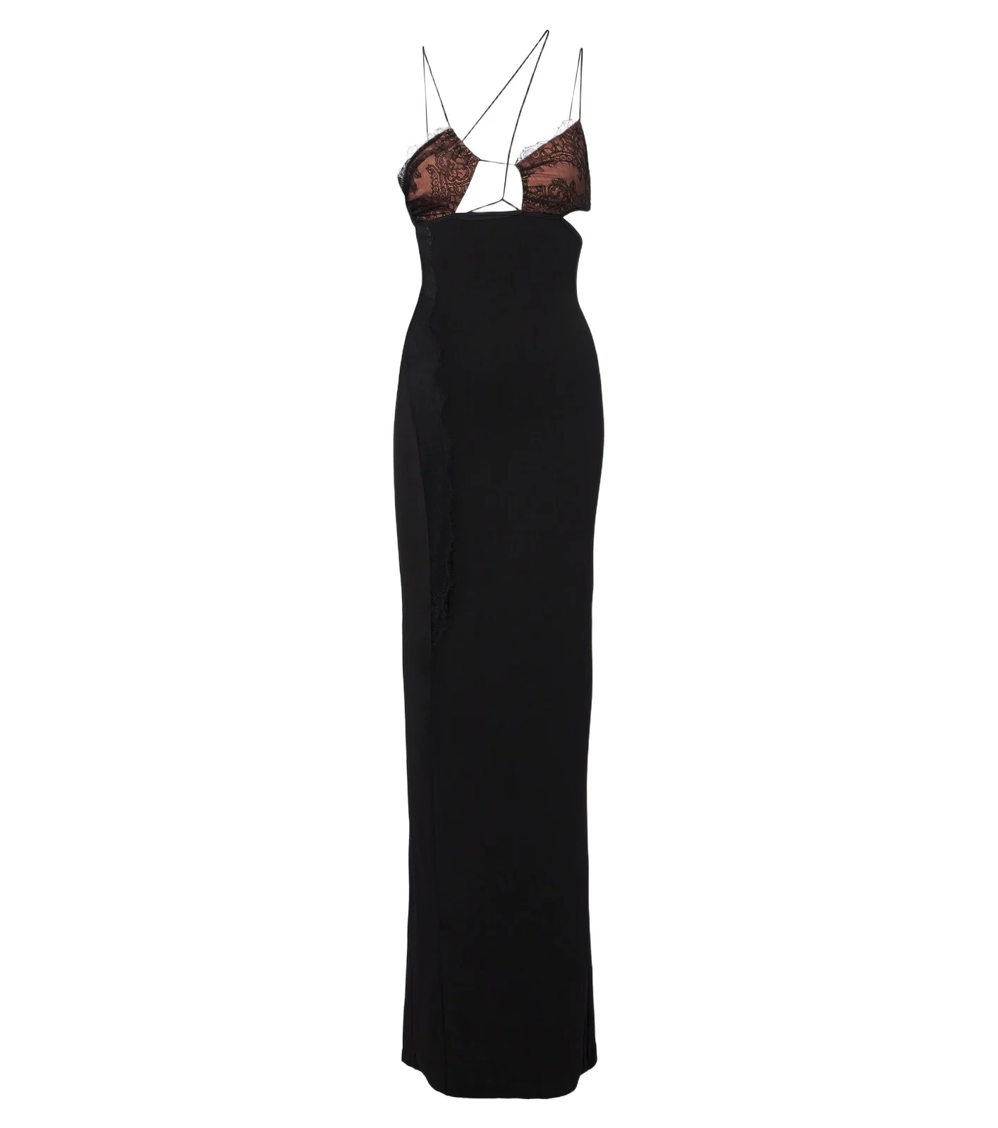 Cutout lace-trimmed maxi dress