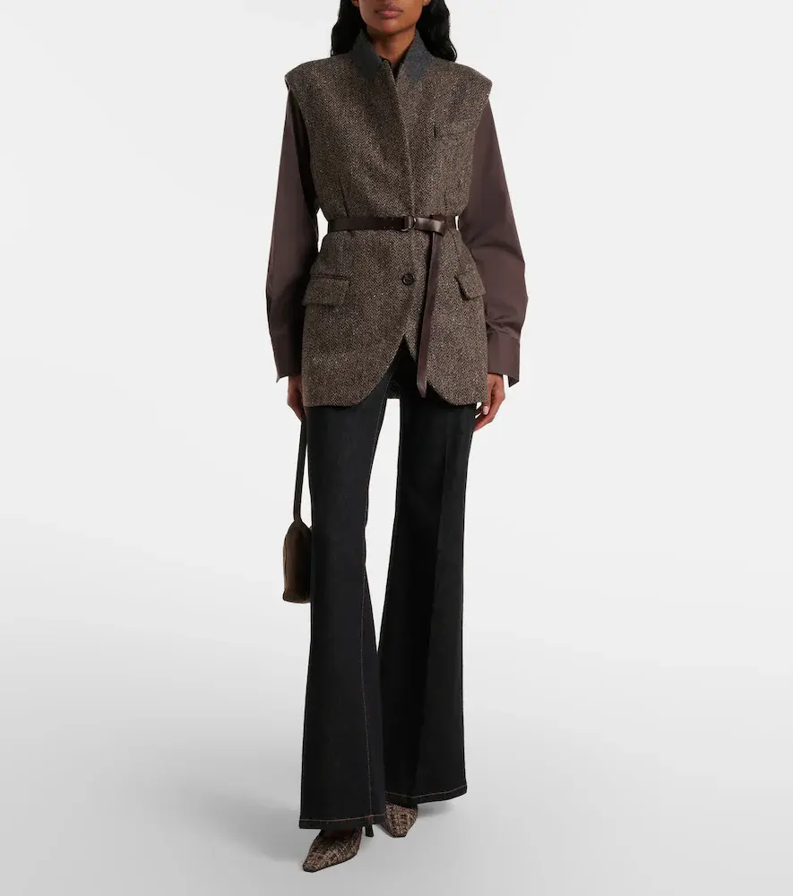 Brunello Cucinelli Monili herringbone sequined wool-blend vest | Thumbnail 2 Brunello Cucinelli Monili herringbone sequined wool-blend vest | Thumbnail 2