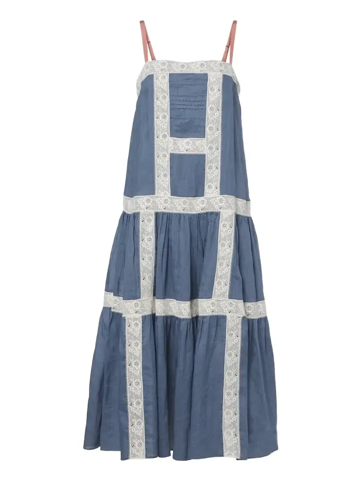 Mazarine lace-trimmed ramie maxi dress Mazarine lace-trimmed ramie maxi dress