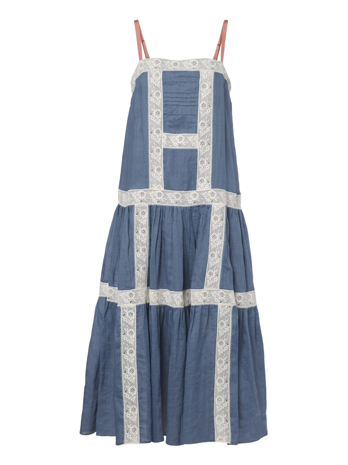 Veronica Beard Mazarine lace-trimmed ramie maxi dress