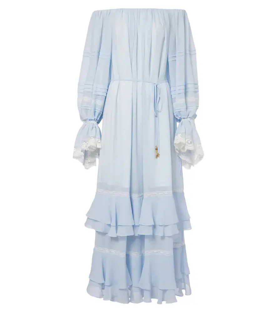 Xu Zhi Ruffled off-shoulder lace-trimmed maxi dress | Image 1 Xu Zhi Ruffled off-shoulder lace-trimmed maxi dress | Image 1
