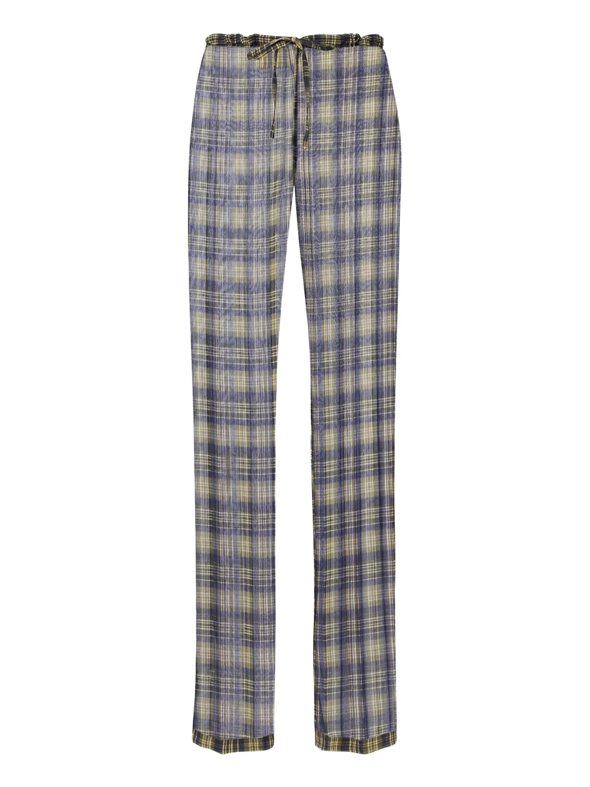 Semi-sheer checked chiffon wide-leg pants Semi-sheer checked chiffon wide-leg pants