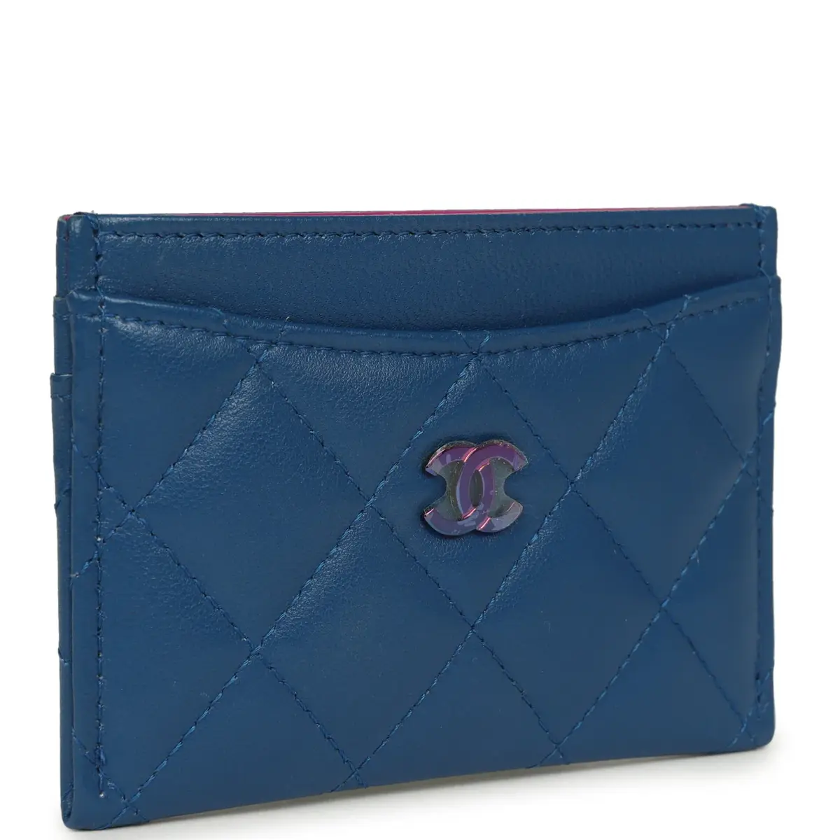 Chanel Chanel Classic Card Holder Dark Blue Lambskin Rainbow Hardware | Thumbnail 2 Chanel Chanel Classic Card Holder Dark Blue Lambskin Rainbow Hardware | Thumbnail 2