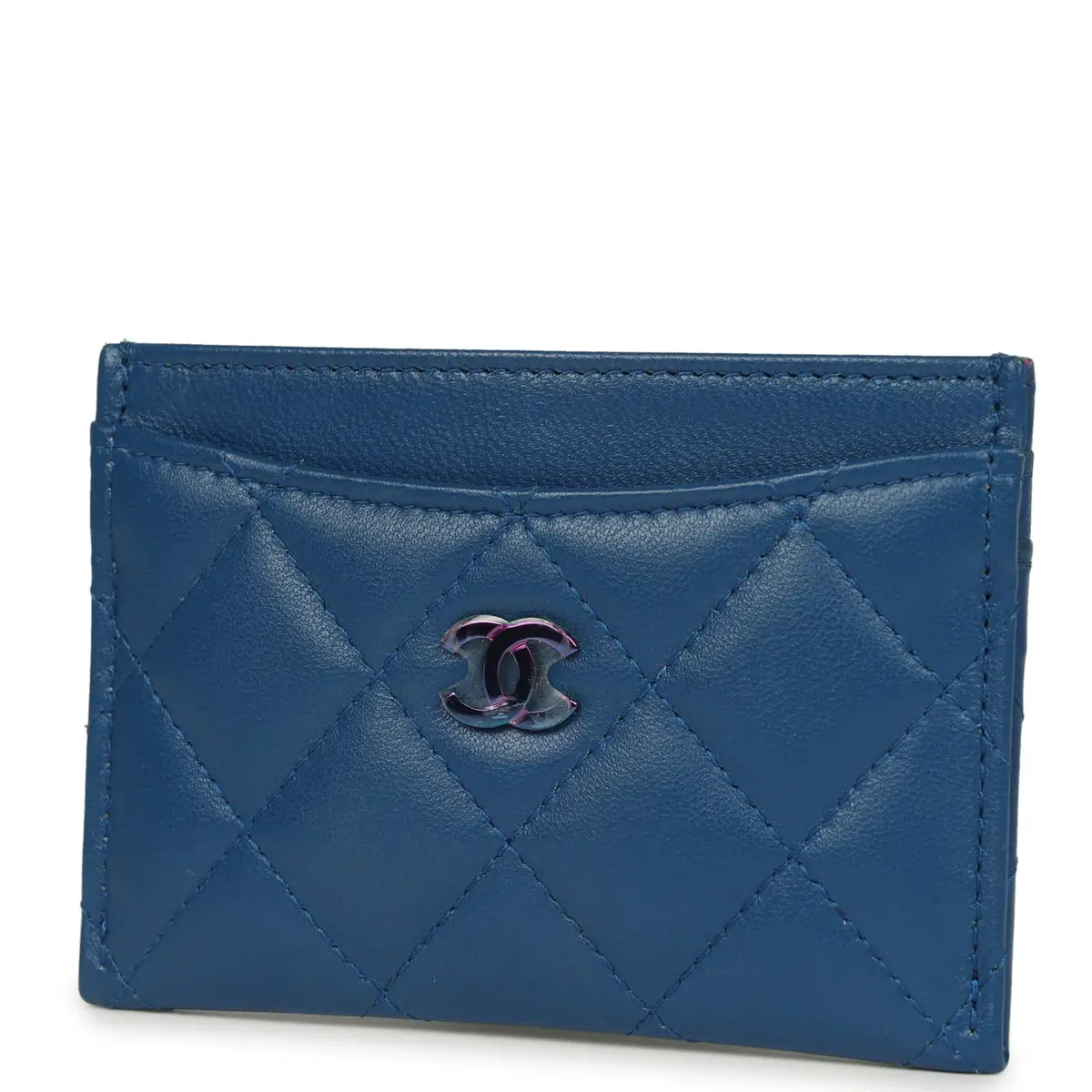 Chanel Chanel Classic Card Holder Dark Blue Lambskin Rainbow Hardware | Thumbnail 4 Chanel Chanel Classic Card Holder Dark Blue Lambskin Rainbow Hardware | Thumbnail 4