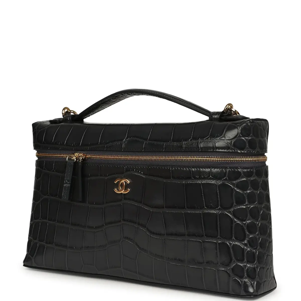 Chanel Chanel Large Top Handle Long Vanity Case Grey Croc Embossed Calfskin Gold Hardware | Thumbnail 5 Chanel Chanel Large Top Handle Long Vanity Case Grey Croc Embossed Calfskin Gold Hardware | Thumbnail 5
