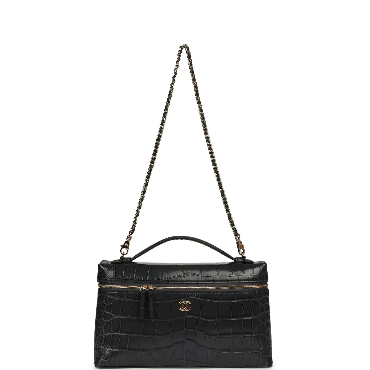 Chanel Chanel Large Top Handle Long Vanity Case Grey Croc Embossed Calfskin Gold Hardware | Thumbnail 7 Chanel Chanel Large Top Handle Long Vanity Case Grey Croc Embossed Calfskin Gold Hardware | Thumbnail 7