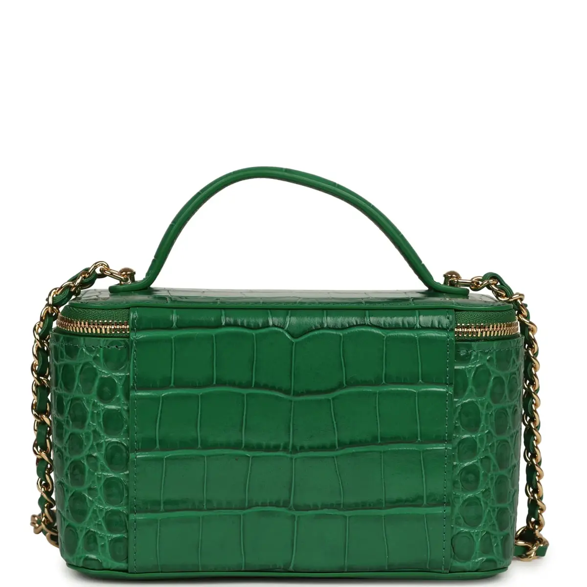 Chanel Chanel Small Top Handle Long Vanity Case Green Croc Embossed Calfskin Gold Hardware | Thumbnail 4 Chanel Chanel Small Top Handle Long Vanity Case Green Croc Embossed Calfskin Gold Hardware | Thumbnail 4