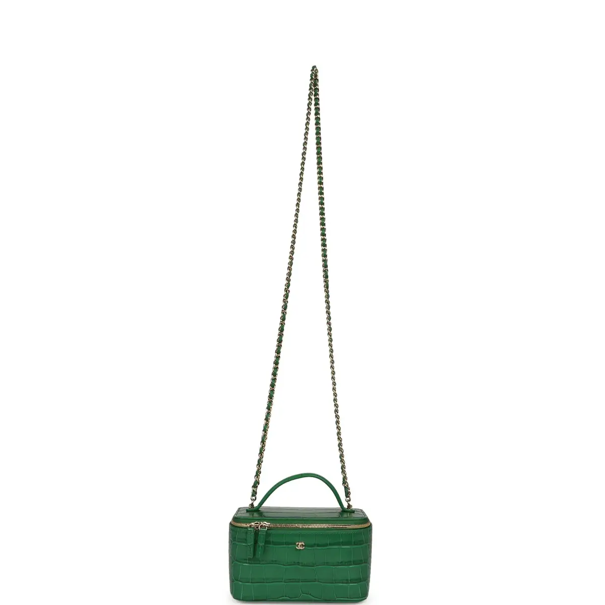 Chanel Chanel Small Top Handle Long Vanity Case Green Croc Embossed Calfskin Gold Hardware | Thumbnail 7 Chanel Chanel Small Top Handle Long Vanity Case Green Croc Embossed Calfskin Gold Hardware | Thumbnail 7