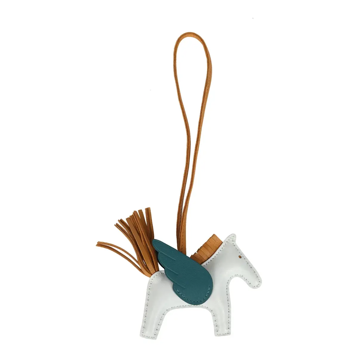 HERMÈS Hermes Rodeo Bag Charm PM Bleu Brume, Sesame, Vert Bosphore Milo Lambskin | Thumbnail 2