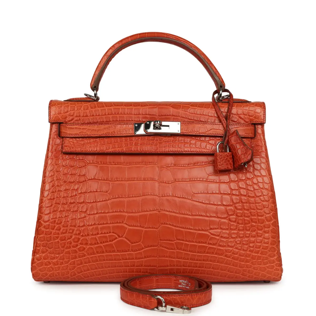HERMÈS Pre-owned Hermes Kelly Retourne 32 Sanguine Matte Alligator Palladium Hardware | Image 1 HERMÈS Pre-owned Hermes Kelly Retourne 32 Sanguine Matte Alligator Palladium Hardware | Image 1