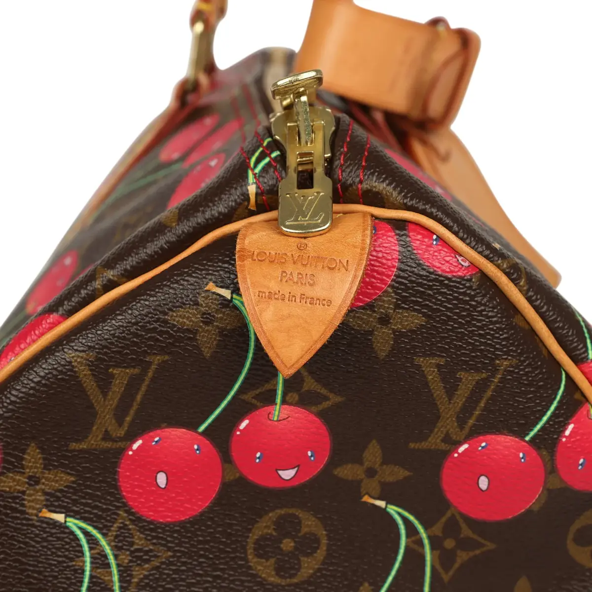 Louis Vuitton Vintage Louis Vuitton x Takashi Murkami Cheries Keepall 45 Brown and Red Cherry Monogram Gold Hardware | Thumbnail 8 Louis Vuitton Vintage Louis Vuitton x Takashi Murkami Cheries Keepall 45 Brown and Red Cherry Monogram Gold Hardware | Thumbnail 8