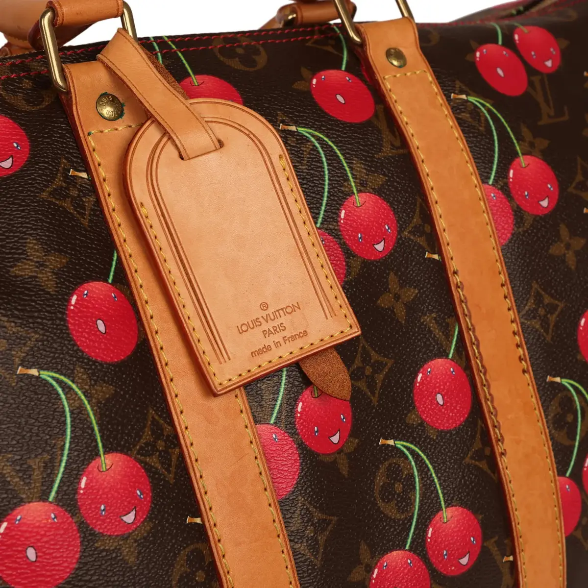 Louis Vuitton Vintage Louis Vuitton x Takashi Murkami Cheries Keepall 45 Brown and Red Cherry Monogram Gold Hardware | Thumbnail 9 Louis Vuitton Vintage Louis Vuitton x Takashi Murkami Cheries Keepall 45 Brown and Red Cherry Monogram Gold Hardware | Thumbnail 9