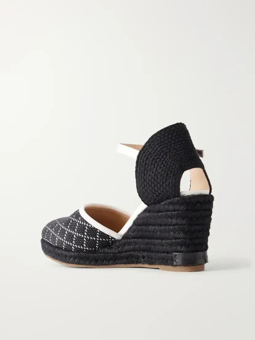 Manolo Blahnik Espadrahi 90 Leather-trimmed Canvas Espadrille Pumps | Thumbnail 3 Manolo Blahnik Espadrahi 90 Leather-trimmed Canvas Espadrille Pumps | Thumbnail 3