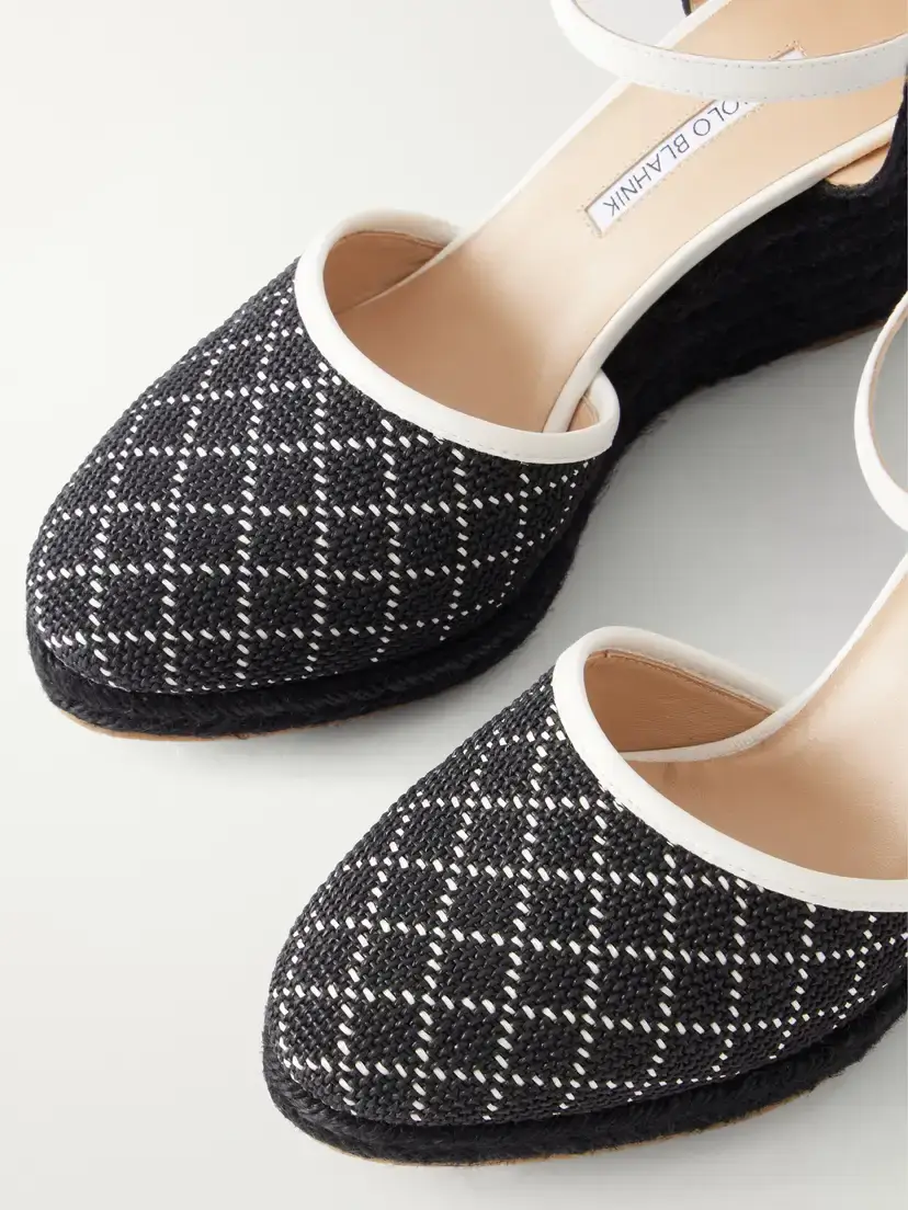 Manolo Blahnik Espadrahi 90 Leather-trimmed Canvas Espadrille Pumps | Thumbnail 5 Manolo Blahnik Espadrahi 90 Leather-trimmed Canvas Espadrille Pumps | Thumbnail 5