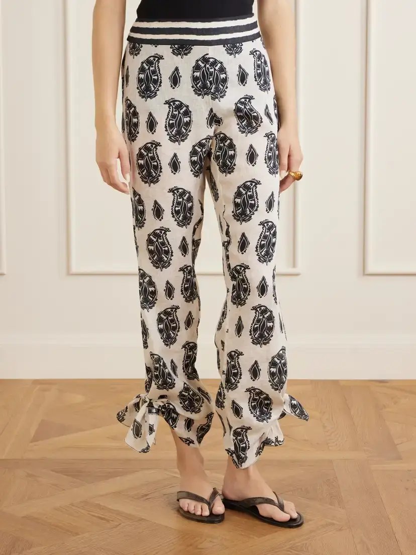 Johanna Ortiz Femininity Dramatic Printed Linen Flared Pants | Thumbnail 3