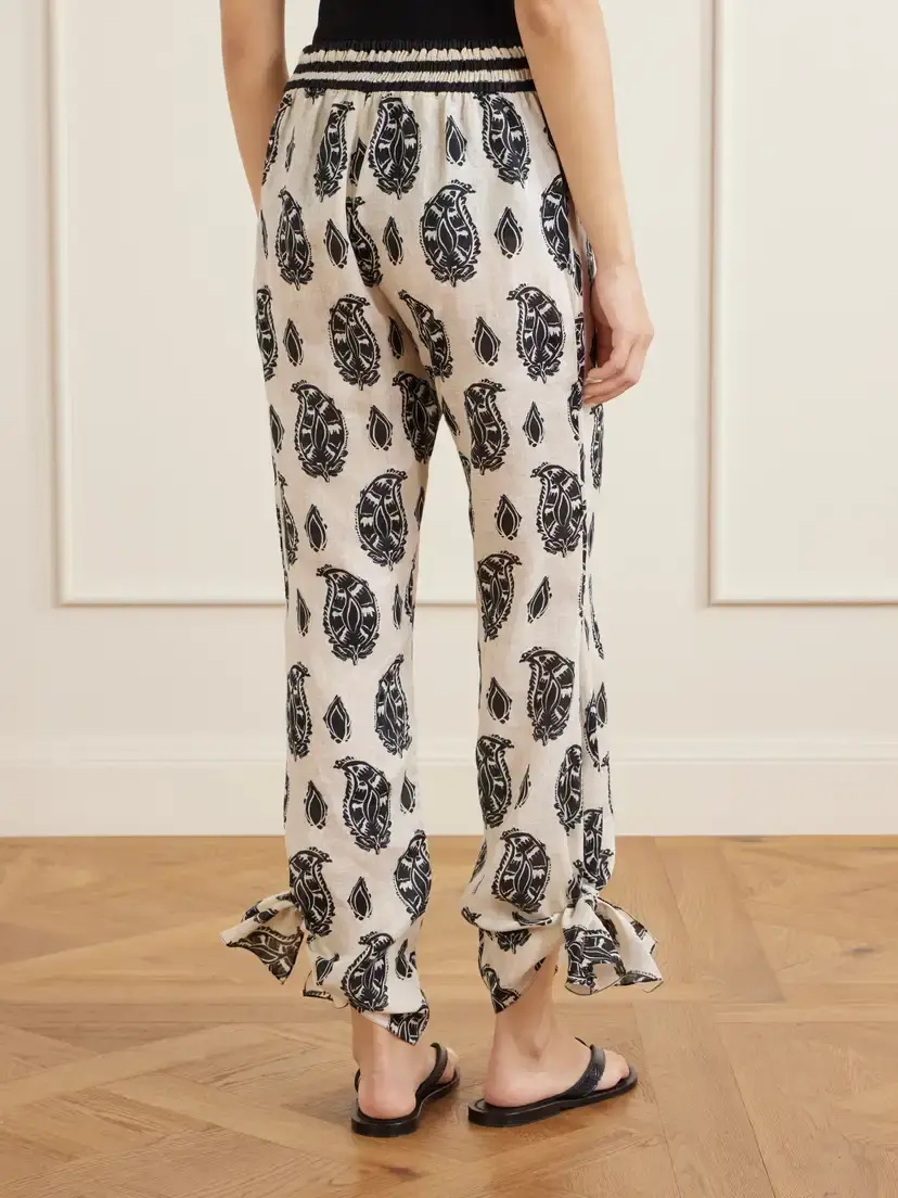 Johanna Ortiz Femininity Dramatic Printed Linen Flared Pants | Thumbnail 4