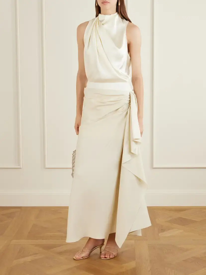 Heirlome Liliana Gathered Silk-twill Midi Skirt | Thumbnail 2 Heirlome Liliana Gathered Silk-twill Midi Skirt | Thumbnail 2