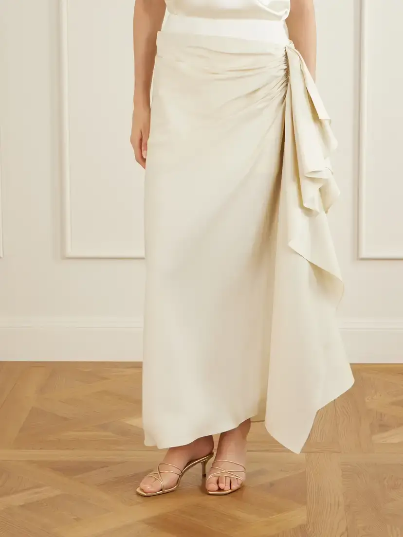 Heirlome Liliana Gathered Silk-twill Midi Skirt | Thumbnail 3 Heirlome Liliana Gathered Silk-twill Midi Skirt | Thumbnail 3