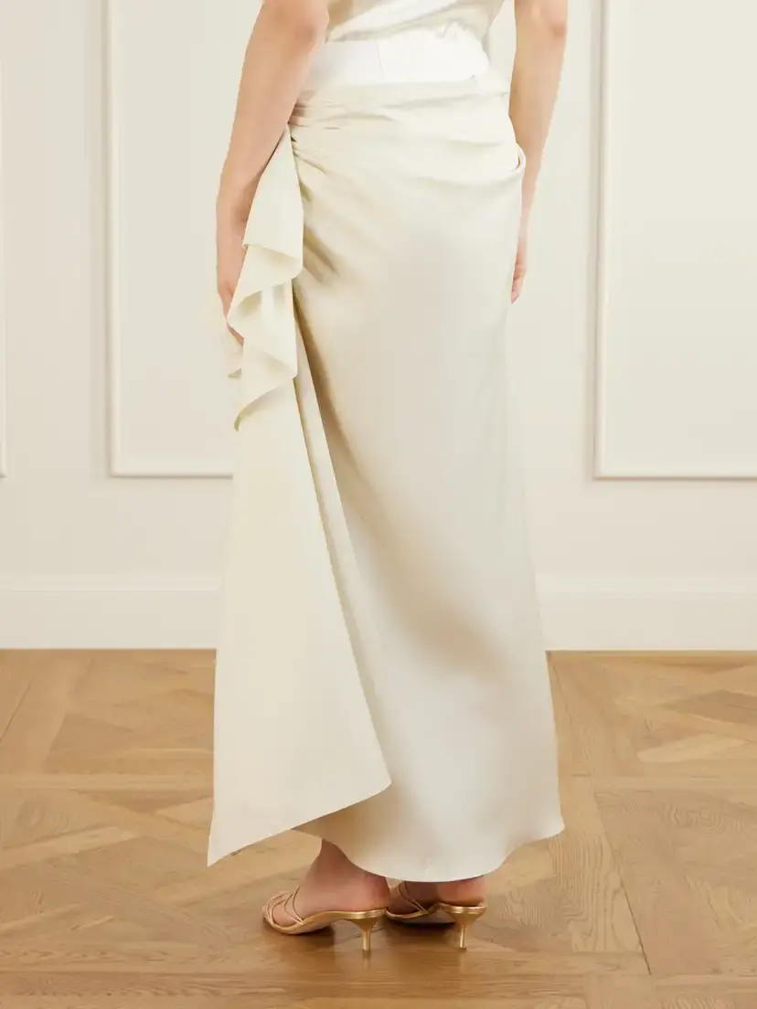 Heirlome Liliana Gathered Silk-twill Midi Skirt | Thumbnail 4 Heirlome Liliana Gathered Silk-twill Midi Skirt | Thumbnail 4