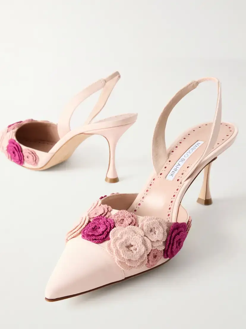 Manolo Blahnik Svemutasli 70 Crochet-knit Trimmed Leather Pumps | Thumbnail 5 Manolo Blahnik Svemutasli 70 Crochet-knit Trimmed Leather Pumps | Thumbnail 5