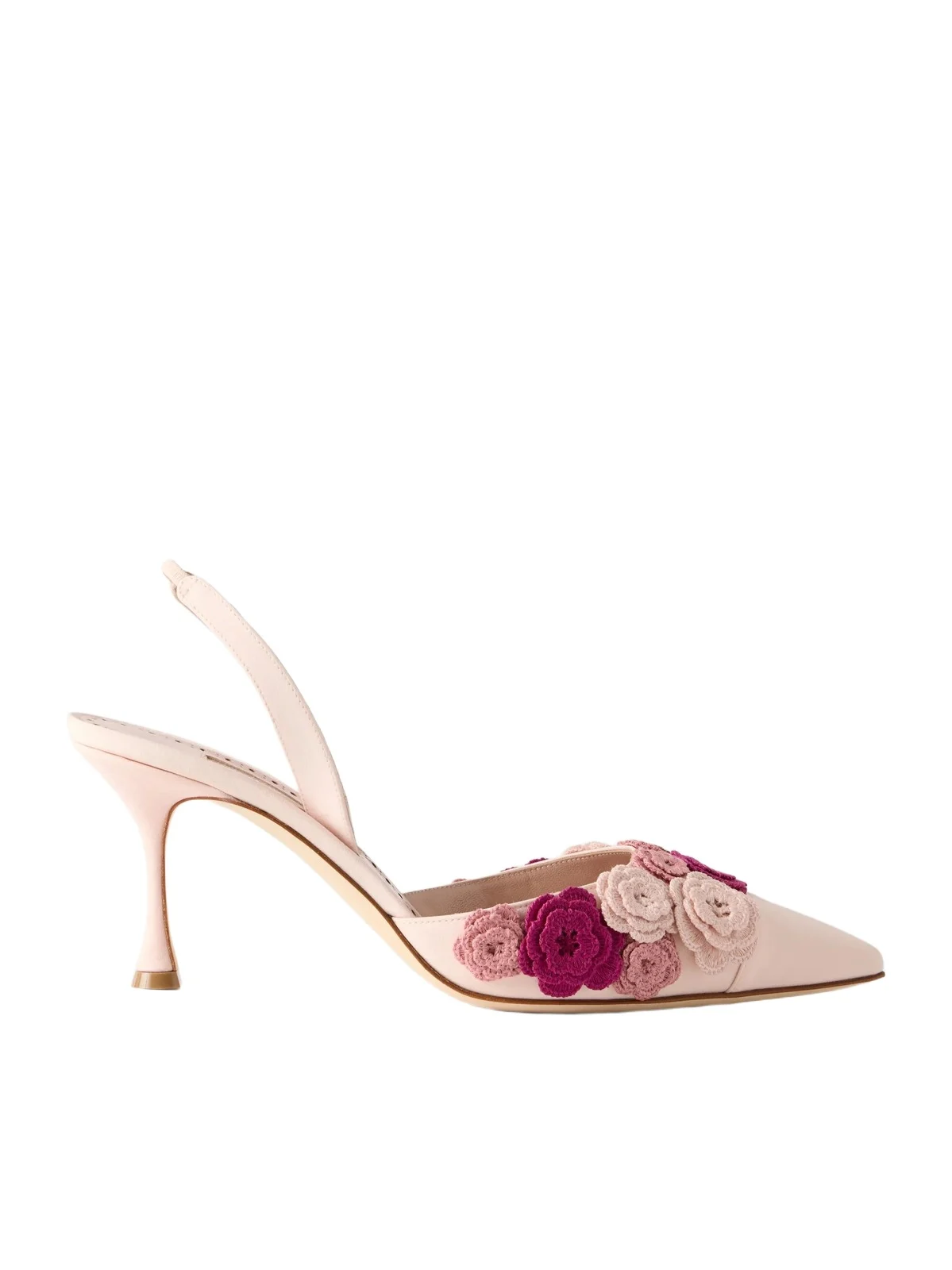 Svemutasli 70 Crochet-knit Trimmed Leather Pumps