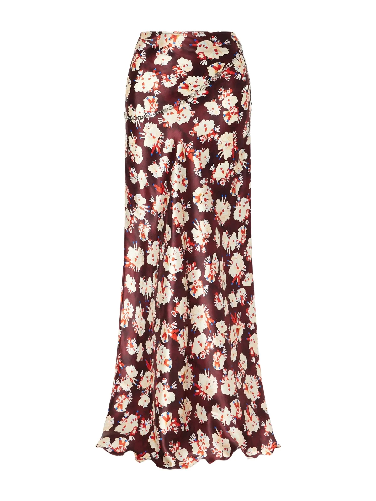 Chainmail-embellished Floral-print Silk Maxi Skirt Chainmail-embellished Floral-print Silk Maxi Skirt