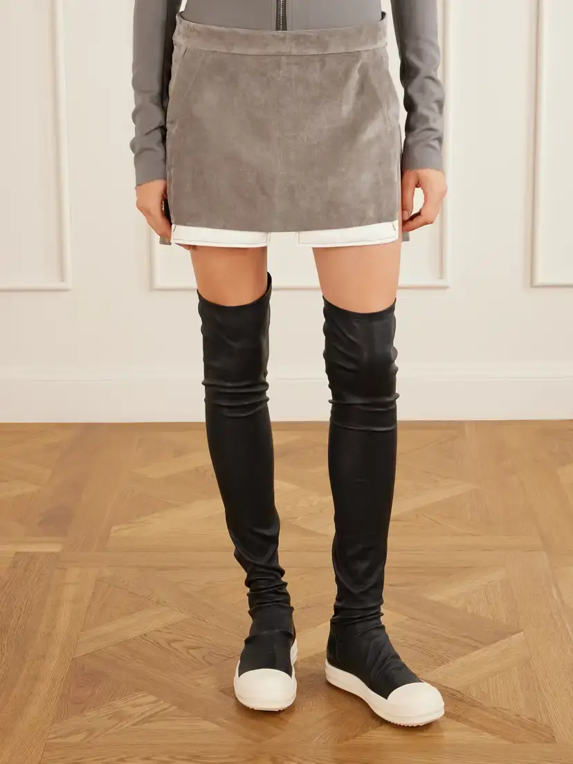 Rick Owens Fog Suede Mini Skirt | Thumbnail 3