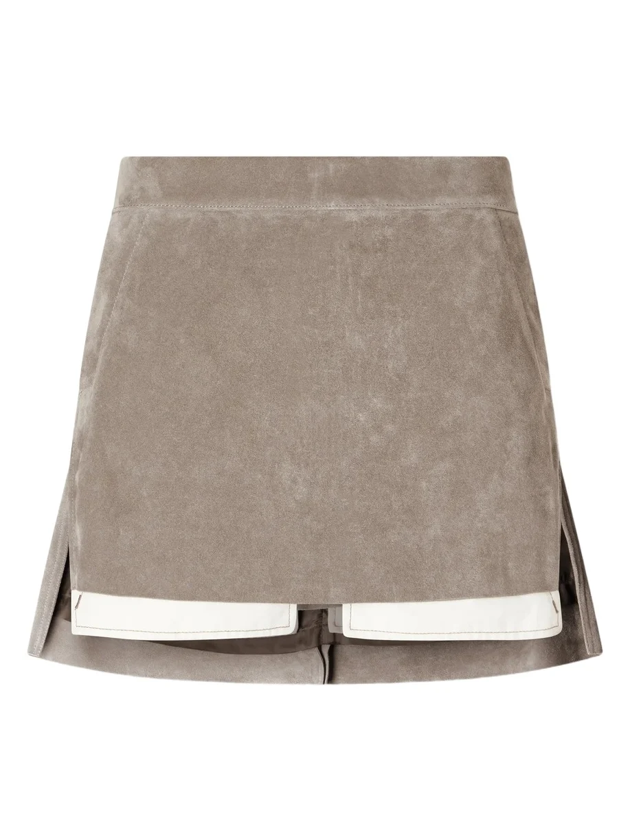 Rick Owens Fog Suede Mini Skirt
